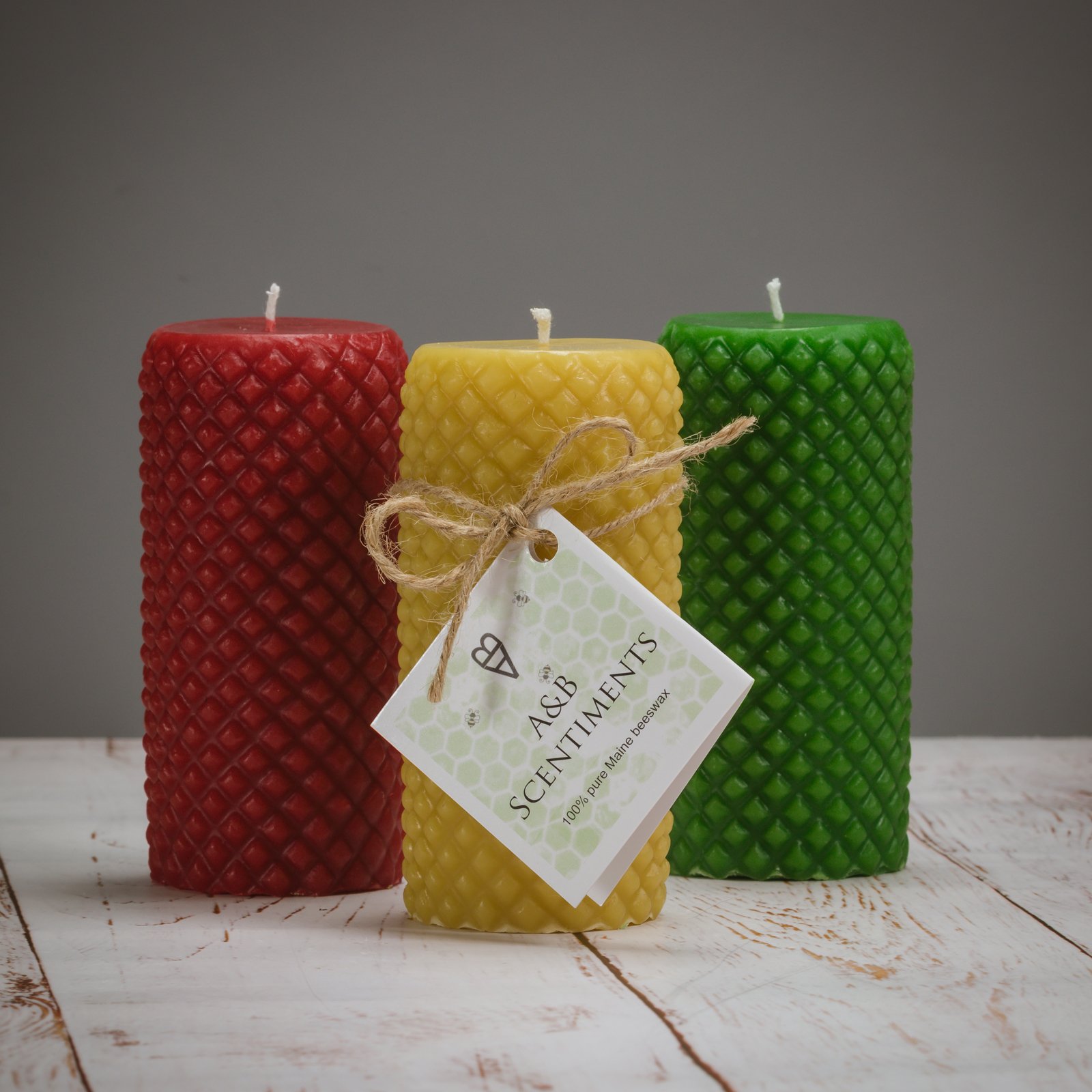 Pure Beeswax Diamond Pillar Candle