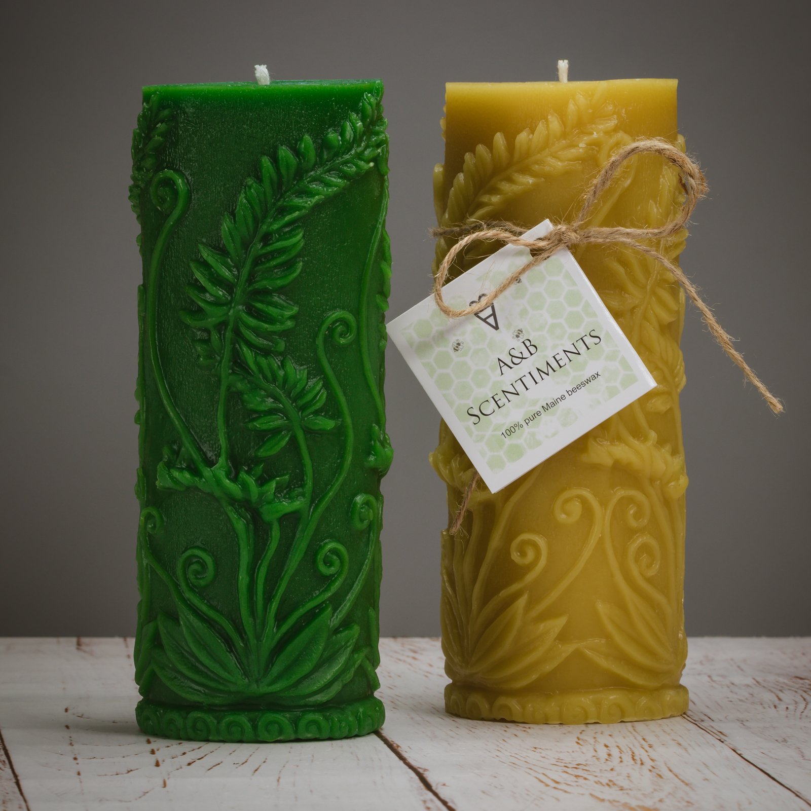 Pure Beeswax Ancient Fern Pillar Candle
