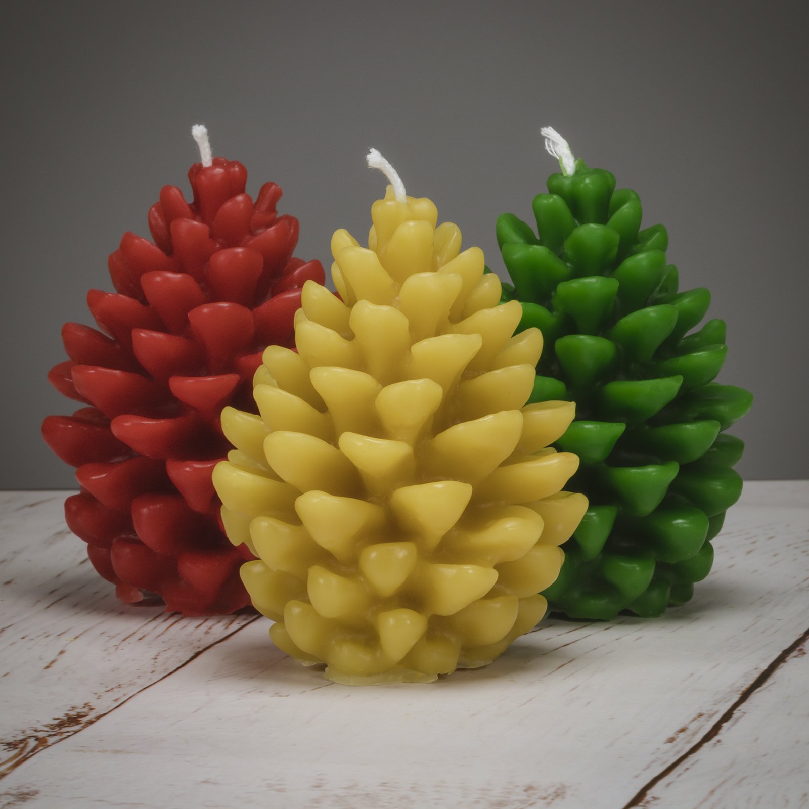 Pure beeswax pine cone candle